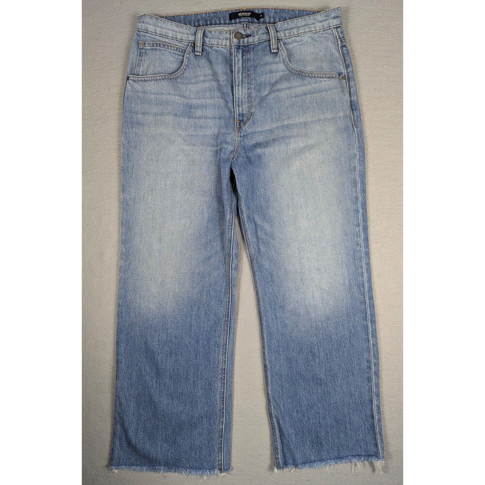 Hudson Los Angeles Women's Sloane Baggy Jeans Size 28 Light Wash Raw Hem